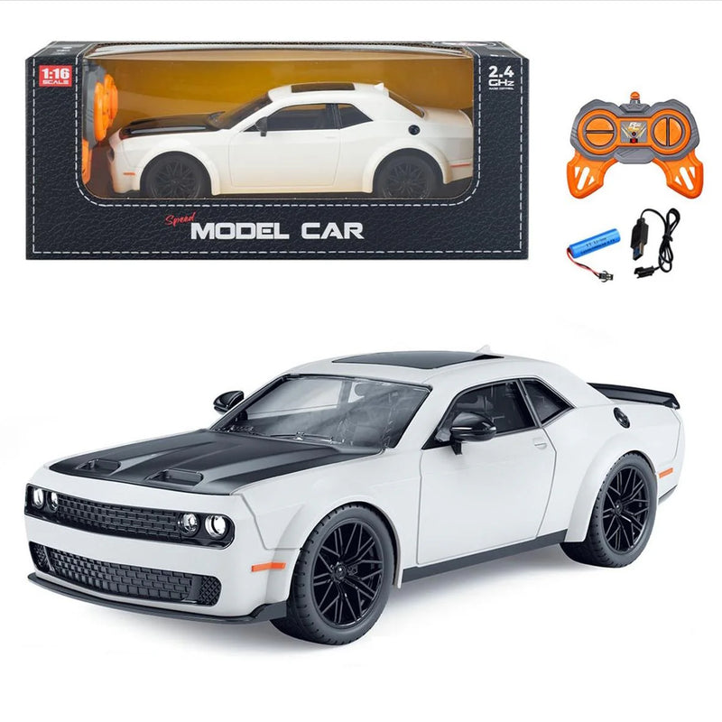 1:16 Remote Control Dodge Challenger | 2.4GHz RC Car with LED Lights & Rechargeable Battery