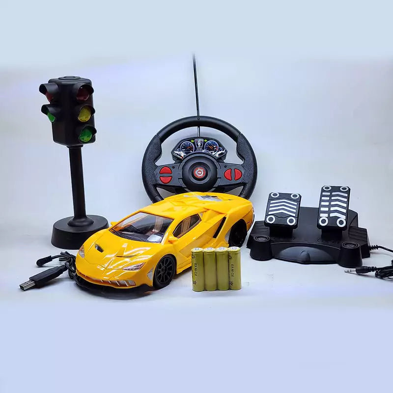 RC Steering Wheel Racing Car Set with Pedals & Traffic Signal