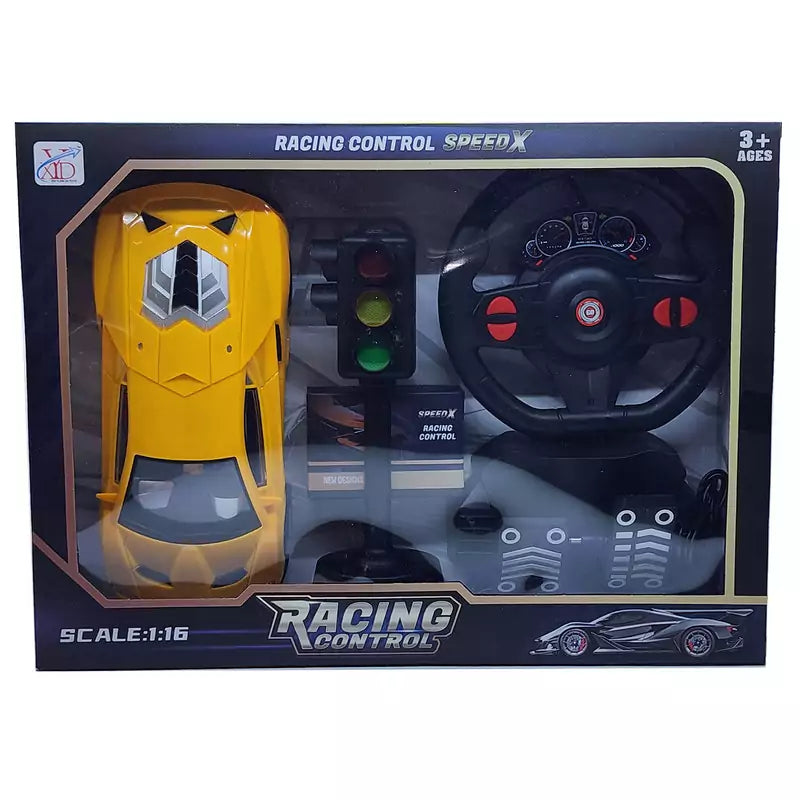RC Steering Wheel Racing Car Set with Pedals & Traffic Signal