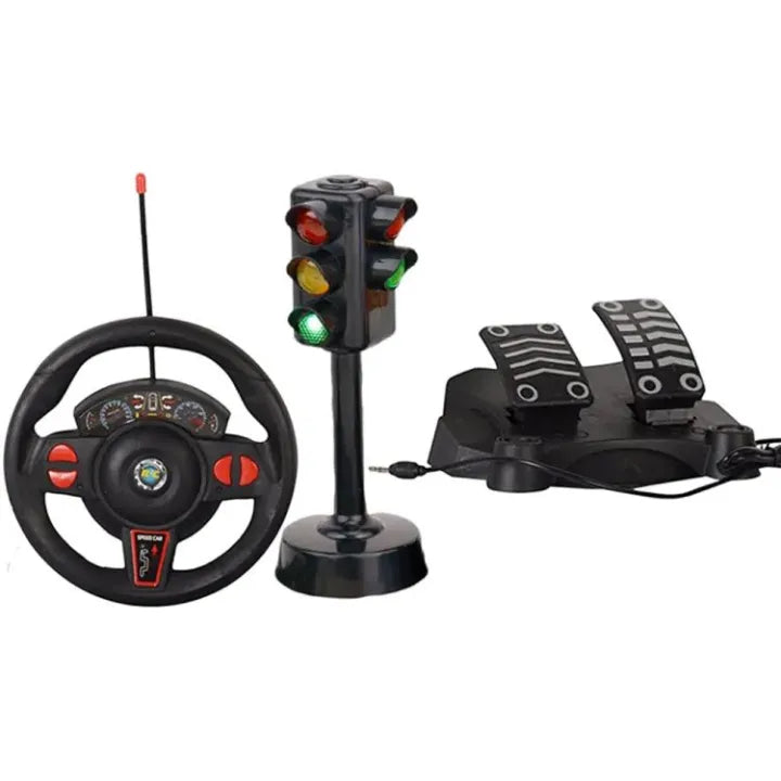 RC Steering Wheel Racing Car Set with Pedals & Traffic Signal