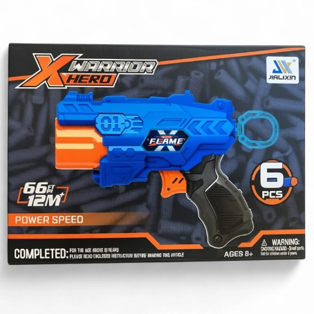 X Warrior Mini Dart Blaster | Compact NERF-Style Fun with 6 Foam Darts